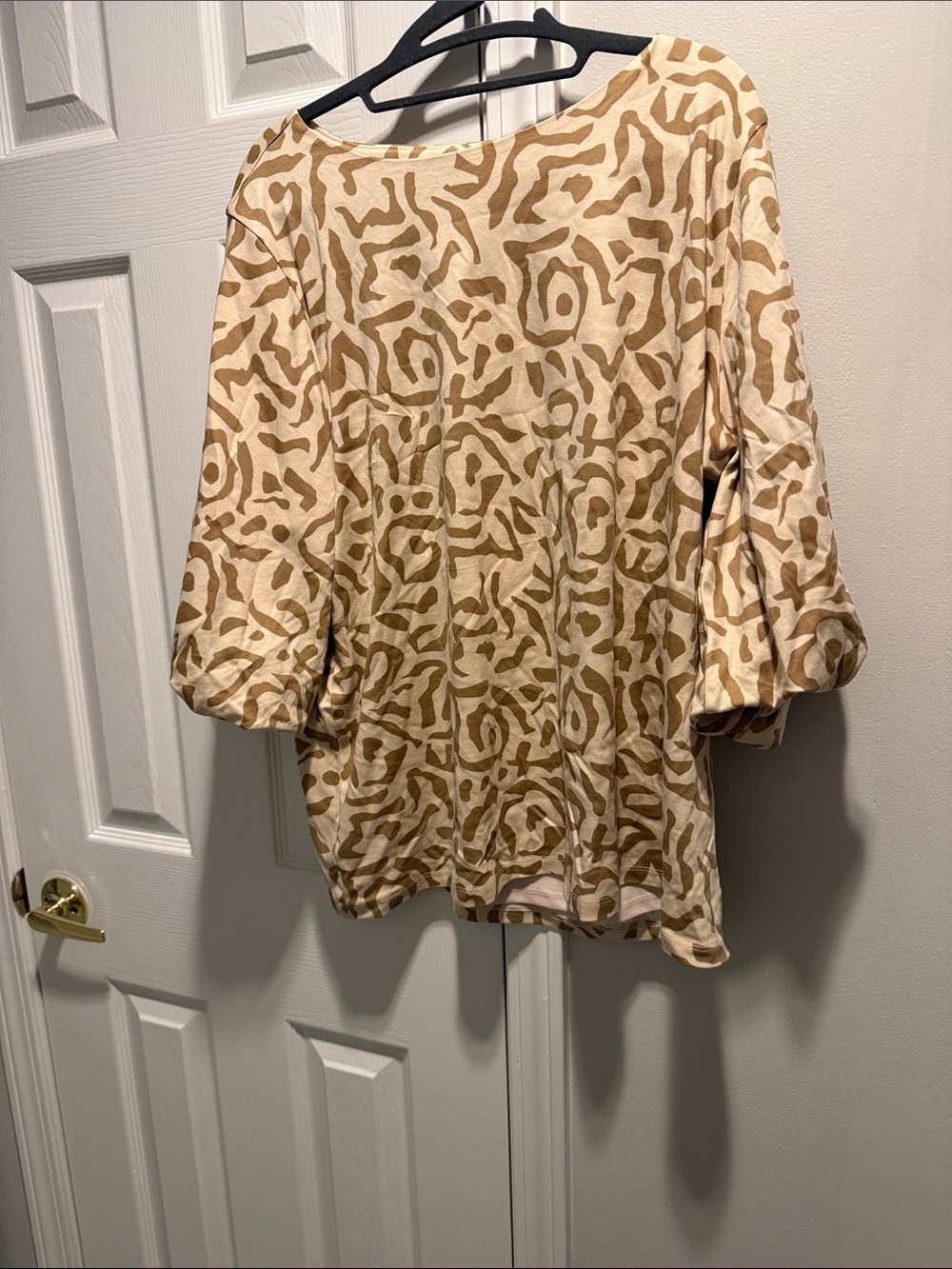Chico's Cream and Tan Abstract-Print